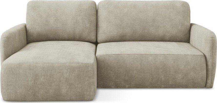 Béžová žinylková rozkládací/s úložným prostorem rohová pohovka (levý roh/s lenoškou) Lilo – Makamii