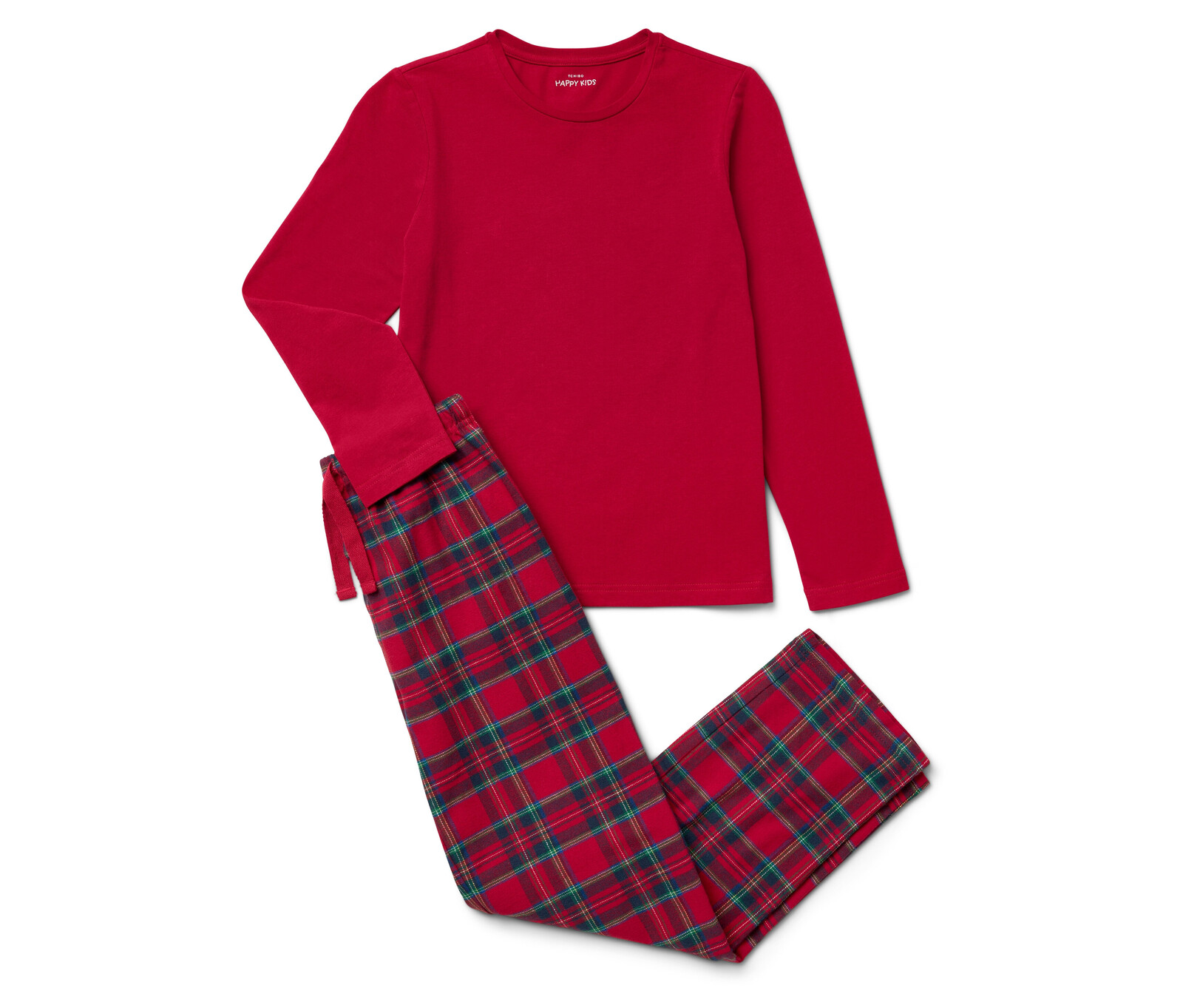 Tchibo - Dětské flanelové pyžamo - pro dívky - vel. 122/128 - barva: modrá/kostkovaný