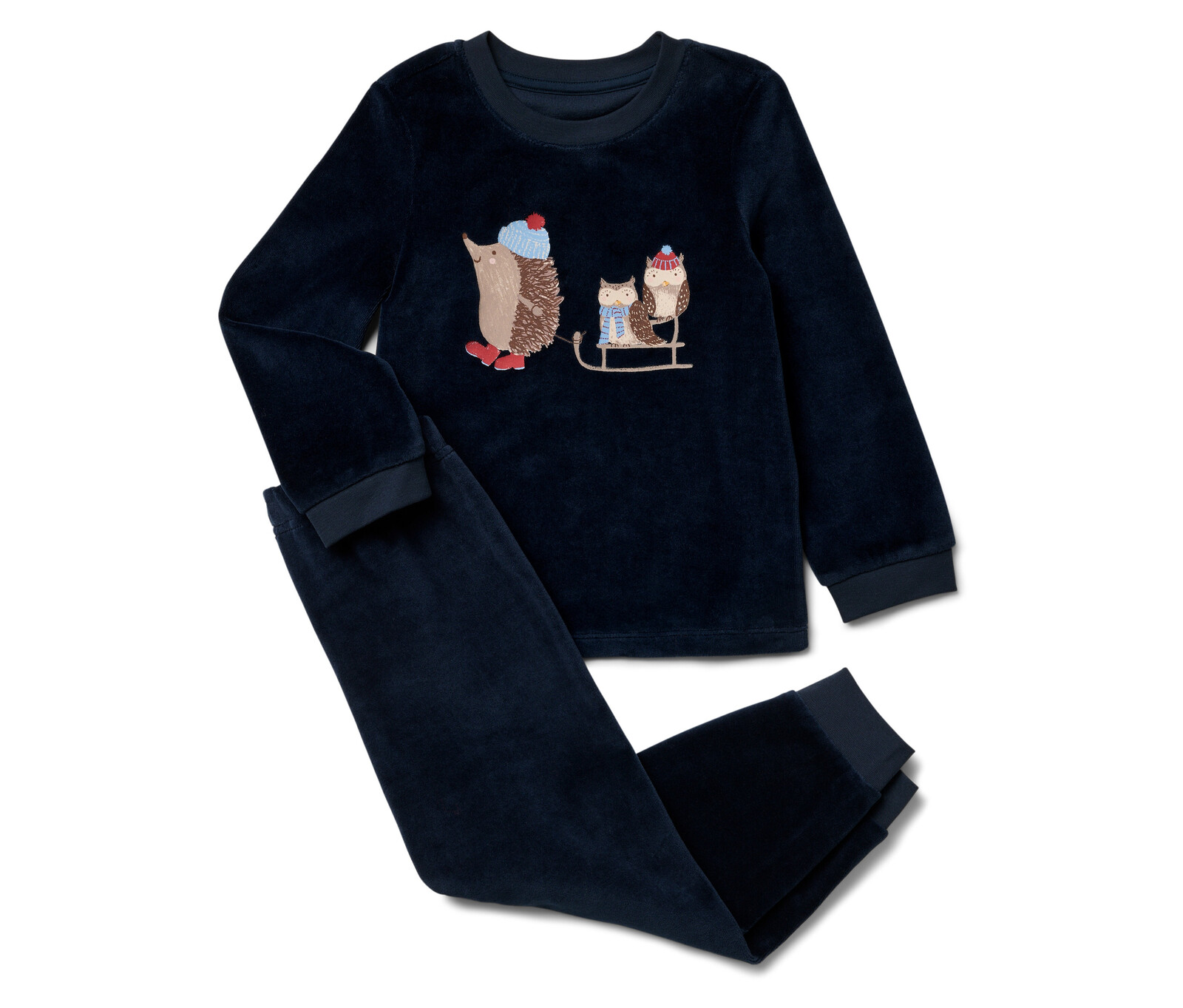 Tchibo - Dětské pyžamo z plyšového úpletu - pro ženy - vel. 122/128 - barva: modrá/s potiskem