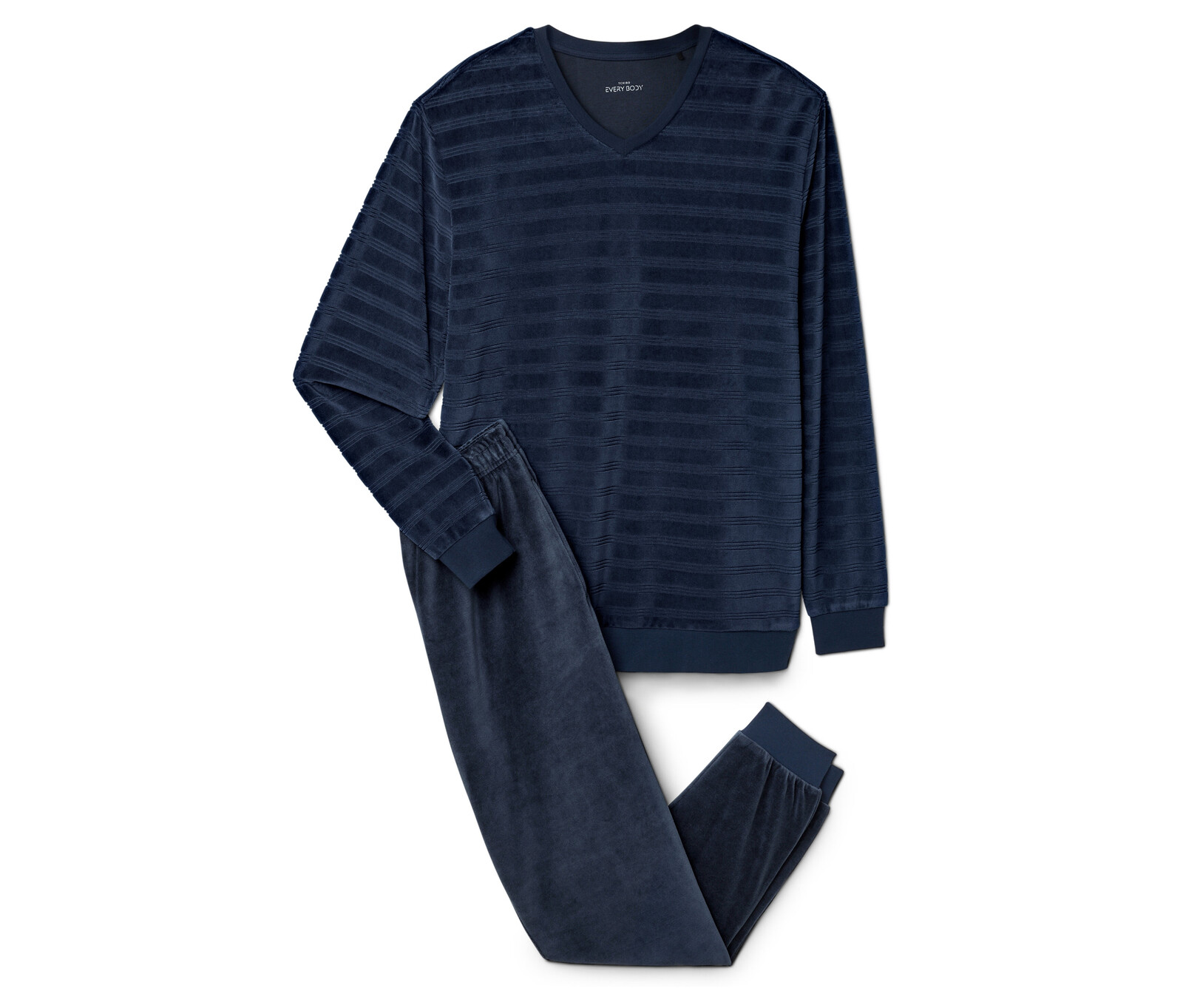 Tchibo - Pyžamová souprava z plyšového úpletu - pro muže - vel. S 44/46 - barva: modrá