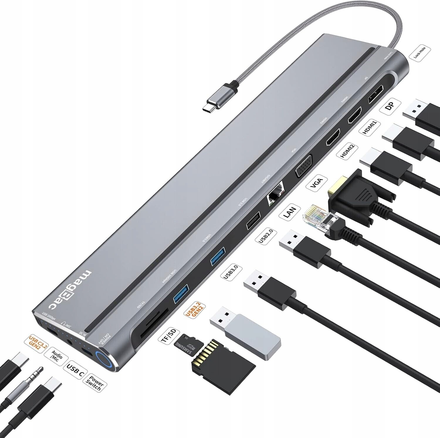 Dokovací stanice pro notebook 3 monitory 14 v 1 Dokovací stanice Usb C Magbac
