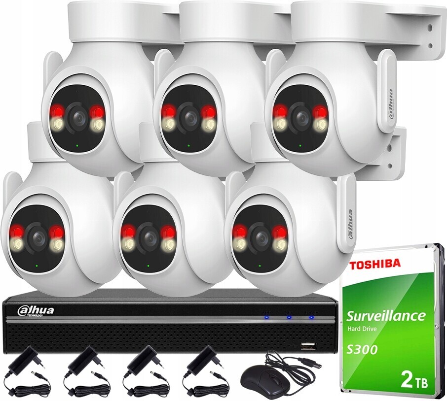 Monitorování Wifi 5MPx Dahua pro 6 kamer P5B-PV Otočný Dual Light Hdd 2TB