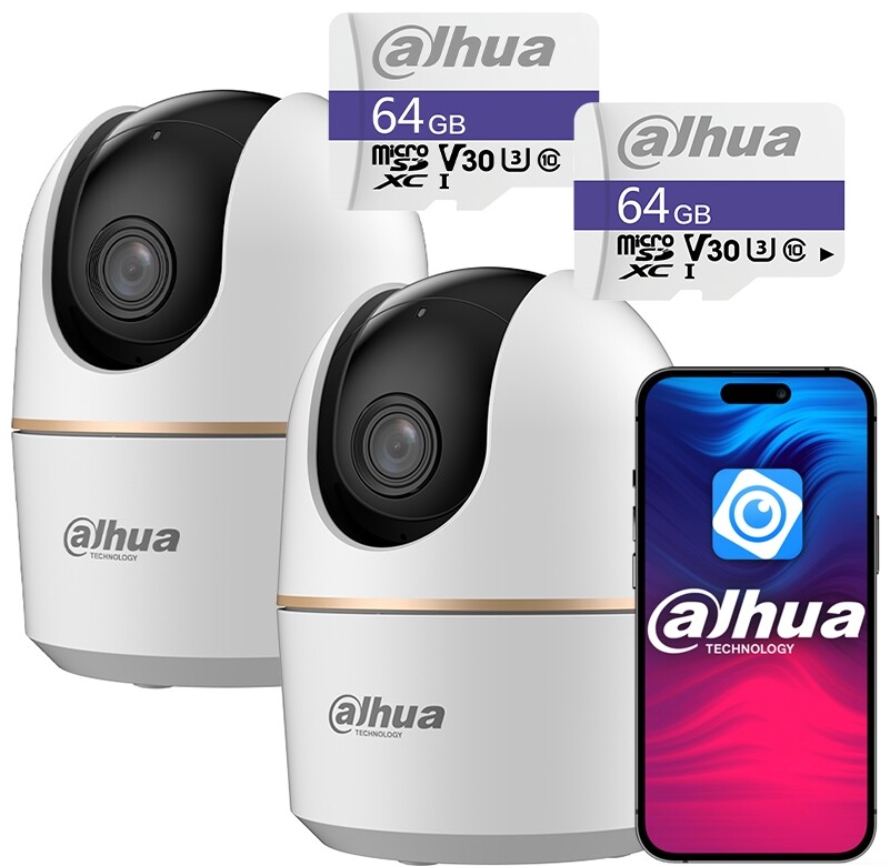 Dvě vnitřní WiFi kamery 5MPx chůvičky Dahua H5A A1 Hero Otočný mikrofon