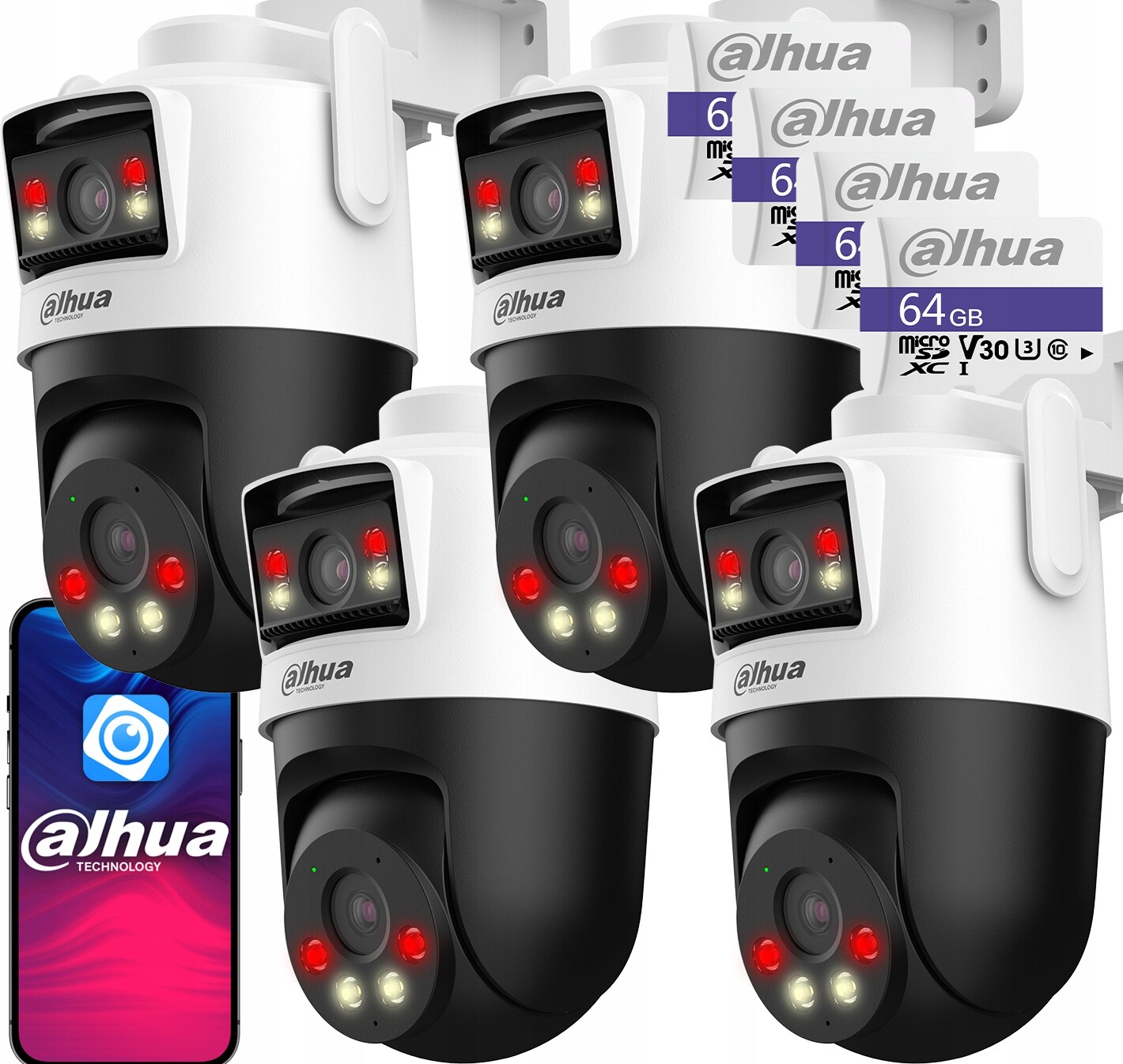 Čtyři otočné kamery WiFi 6Mpx (2x 3MPx) P3D-3F-PV Dahua Ir Led 64GB