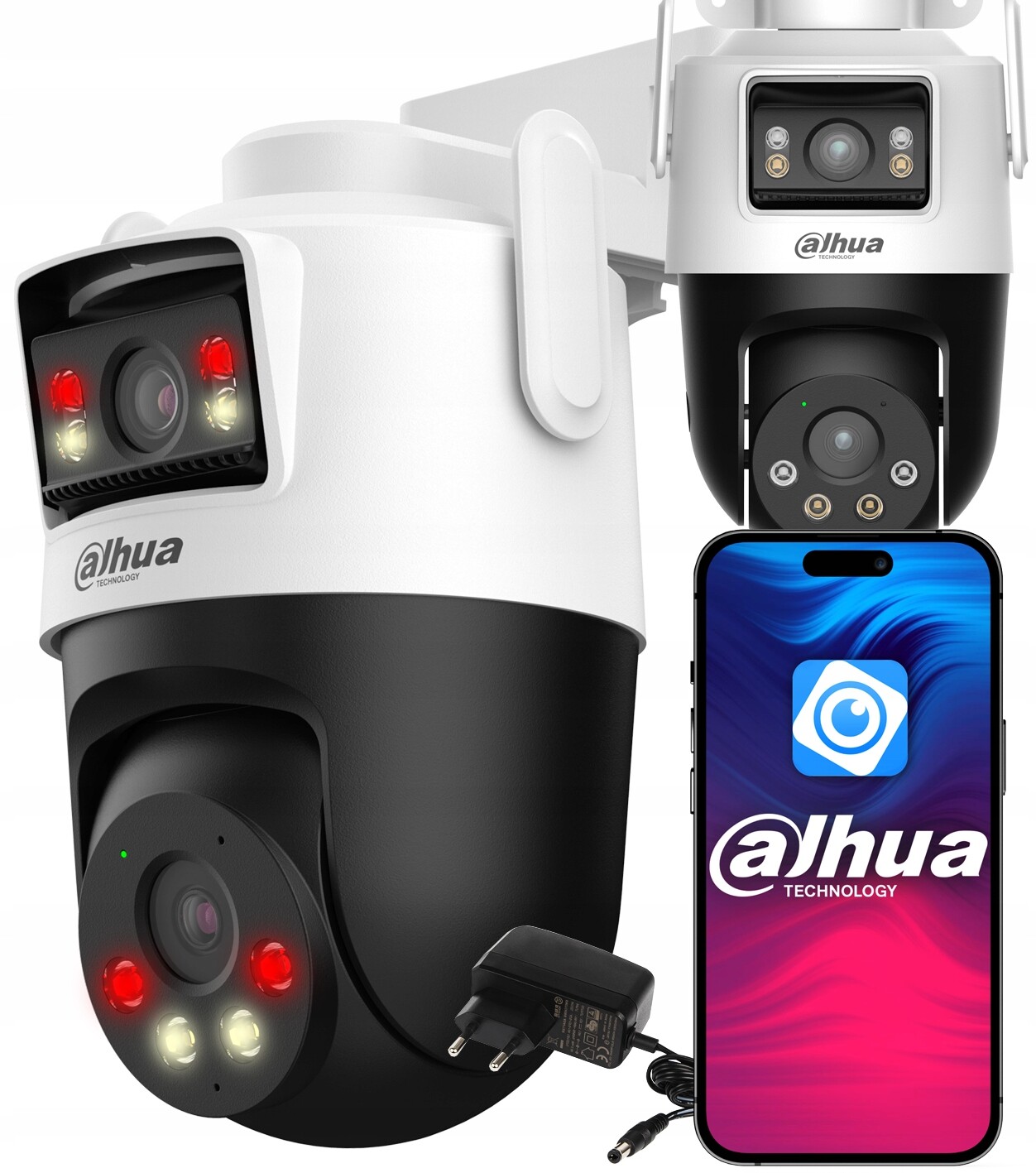 WiFi otočná kamera Dahua 10Mpx (2x 5MP) P5D-5F Pv Detekce Ai napájecí adaptér