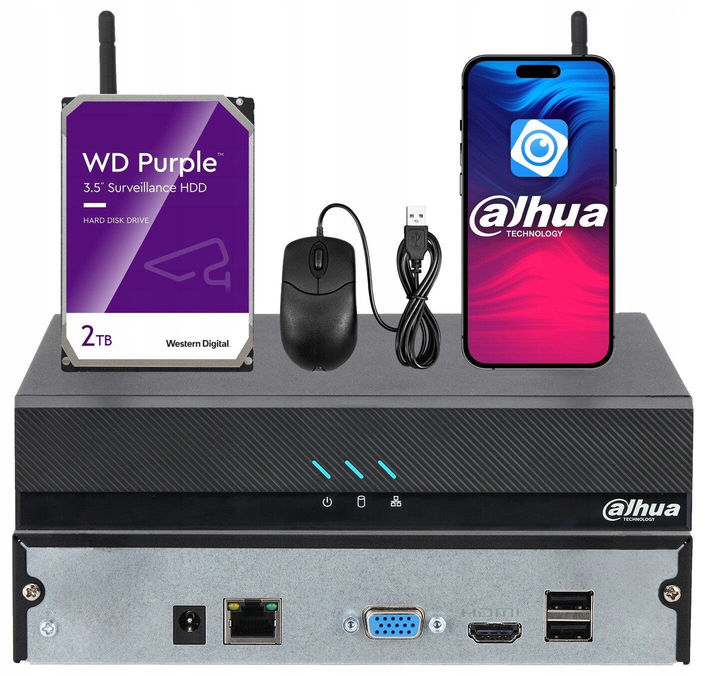 WiFi Ip rekordér Dahua NVR2108HC-W Analytika 8 kanálů 16MP Disk 2TB Wd