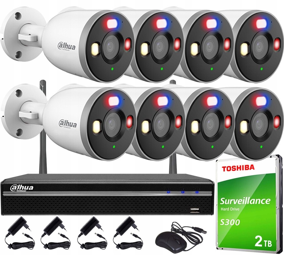 Monitorovací sada Wifi 3MPx 8 kamer F3D-PV Dahua WiFi rekordér 2TB