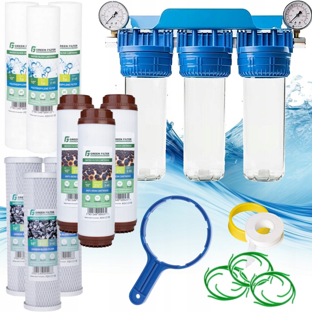 Předfiltr Vody, 3-STUPŇOVÝ Trubkový 3/4 Tělesný Filtr