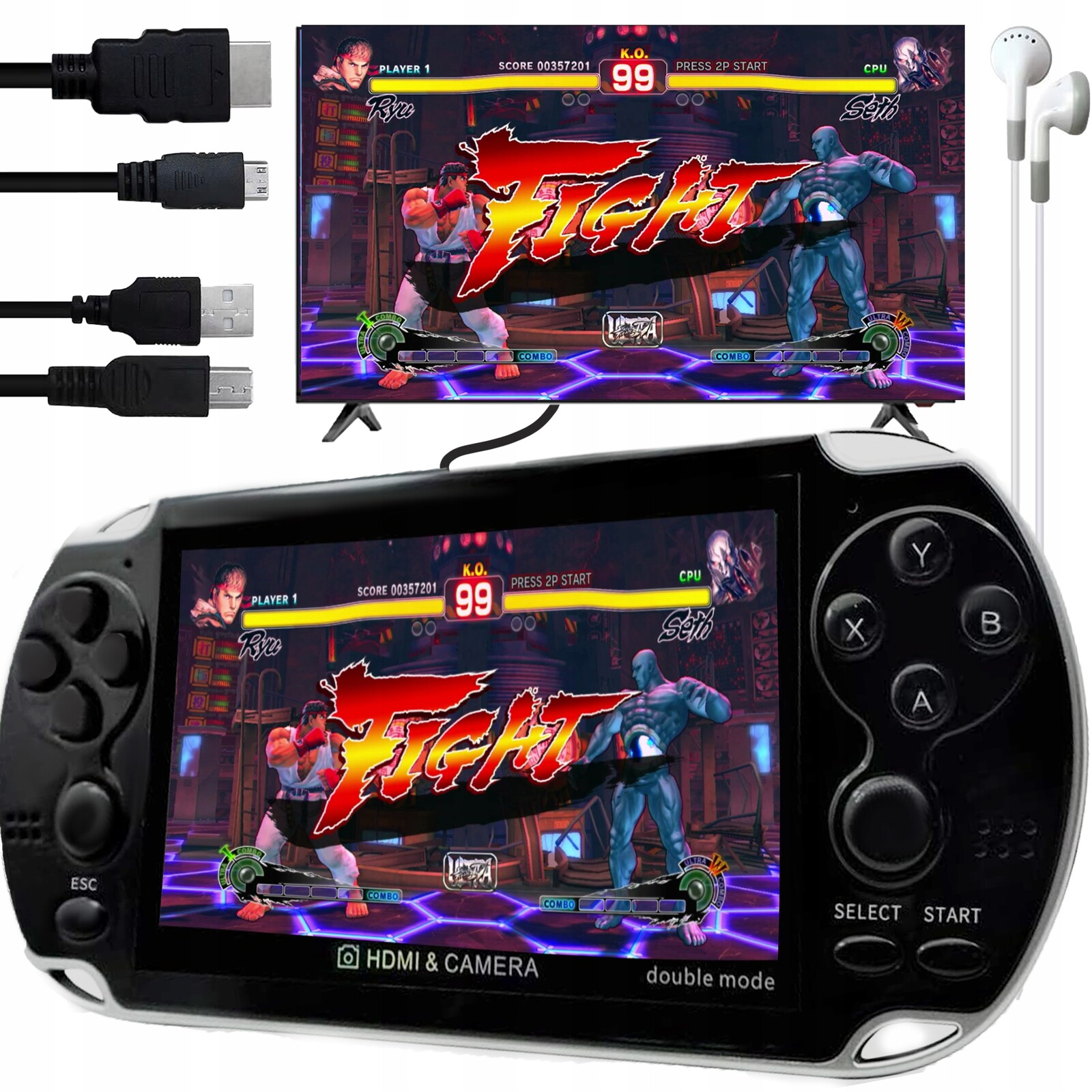 Mini Retro Konzole X7 Přenosná 10000 Her Hra Pro Tv Obrazovka 4.3'' 8GB Hd