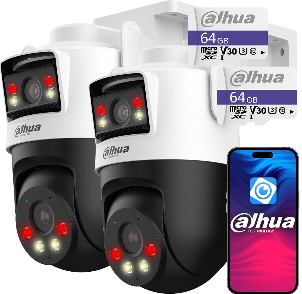 Dvě otočné kamery WiFi 6Mpx (2x 3MPx) P3D-3F-PV Dahua Ir Led karta 64GB