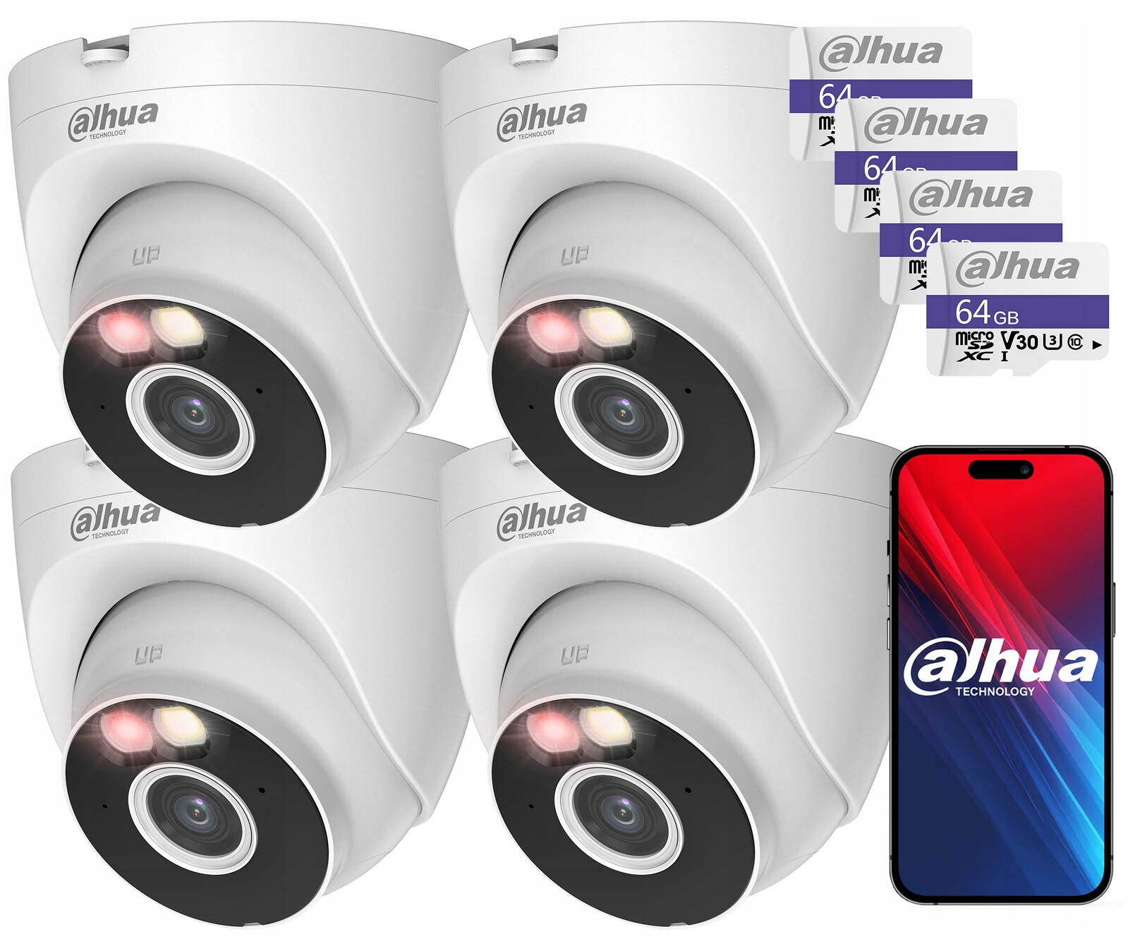 4x WiFi kamera 5MPx IPC-HDW1539DA-SAW-IL Dahua Venkovní Dual Light 64GB