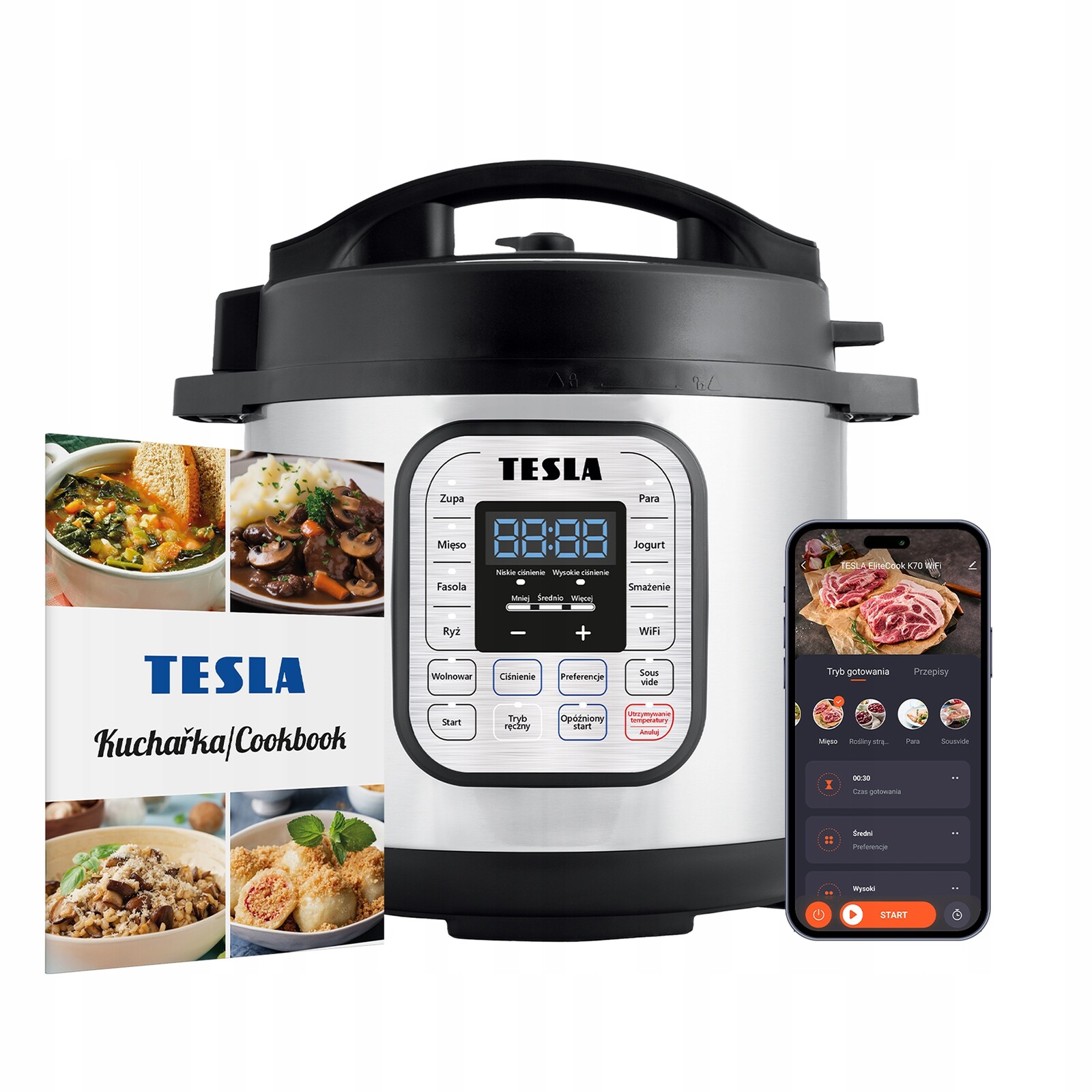 Tesla EliteCook K70 multifunkční elektrický tlakový hrnec 11v1 WiFi