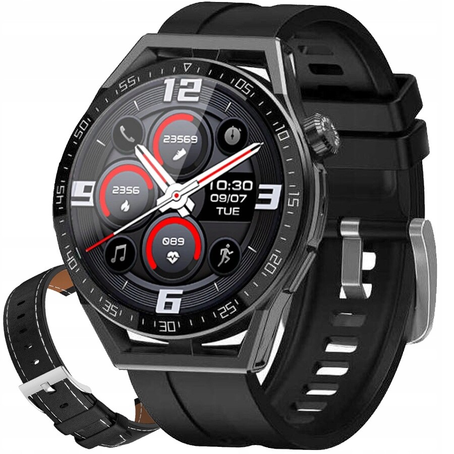 Hodinky Chytré Hodinky Rubicon E88 black black silicone black leather