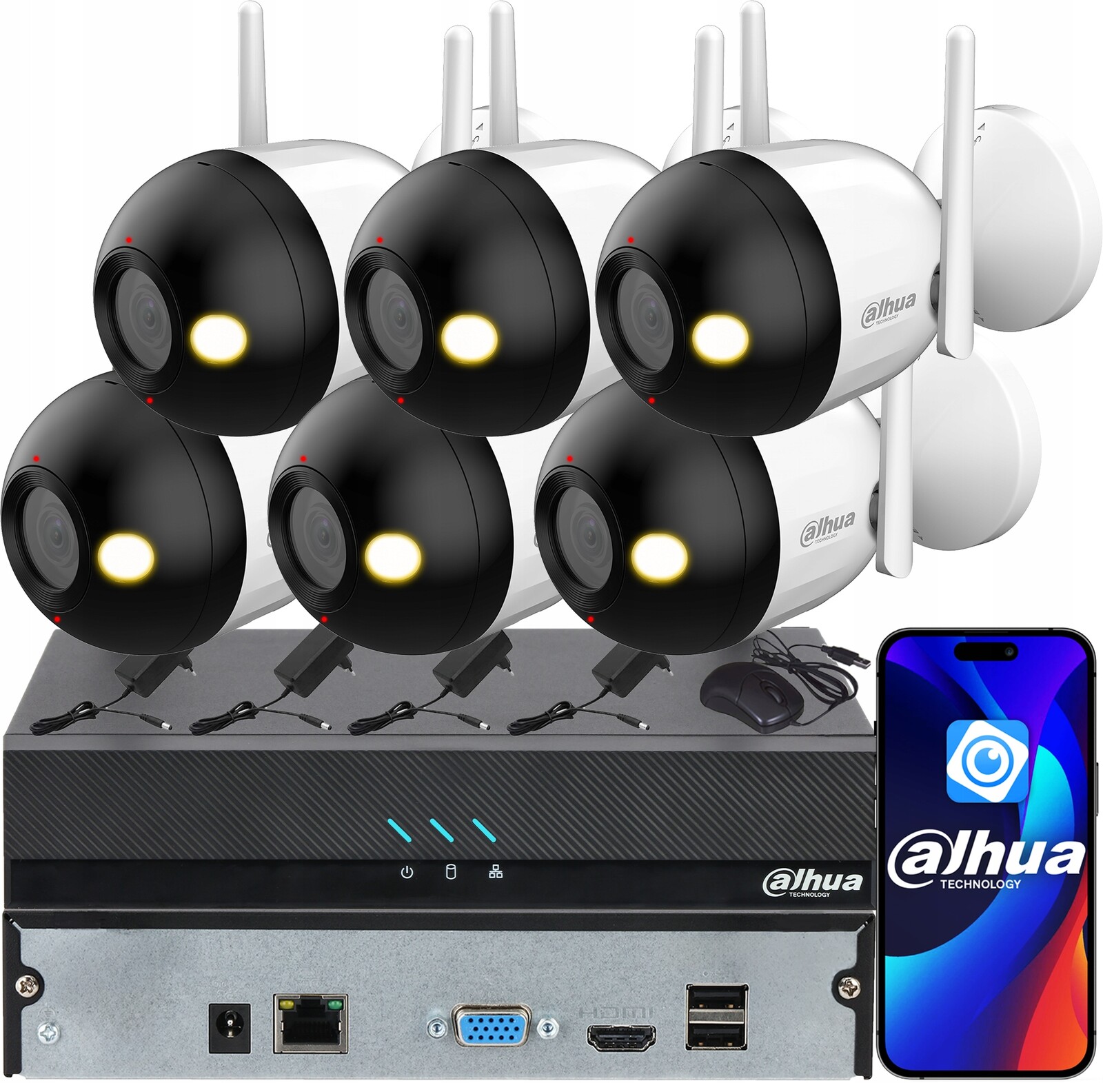 Dahua Monitoring pro 6 WiFi kamer 4MPx 2K F4C-PV Chytré duální světlo Audio