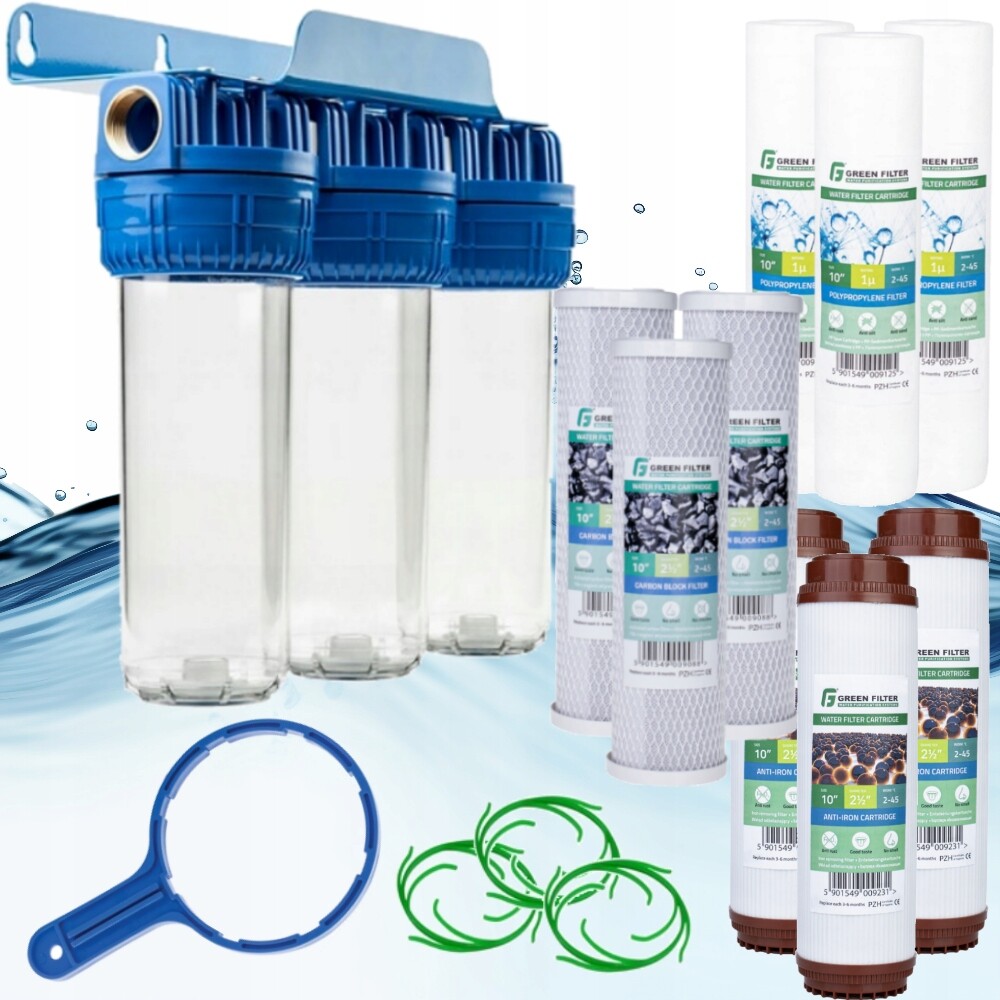 Filtr Na Vodu Pro Celý Dům 3-STUPŇOVÝ Trubkový 1/2