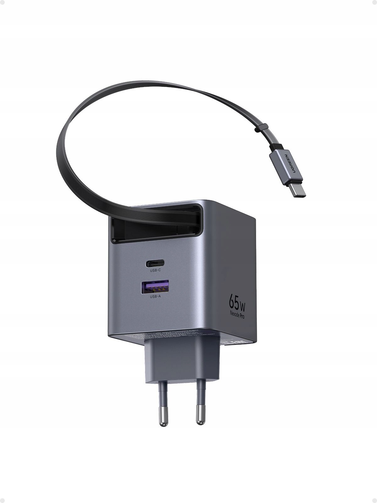 Ugreen 65825 GaN Rychlonabíječka se zatahovacím kabelem 65W