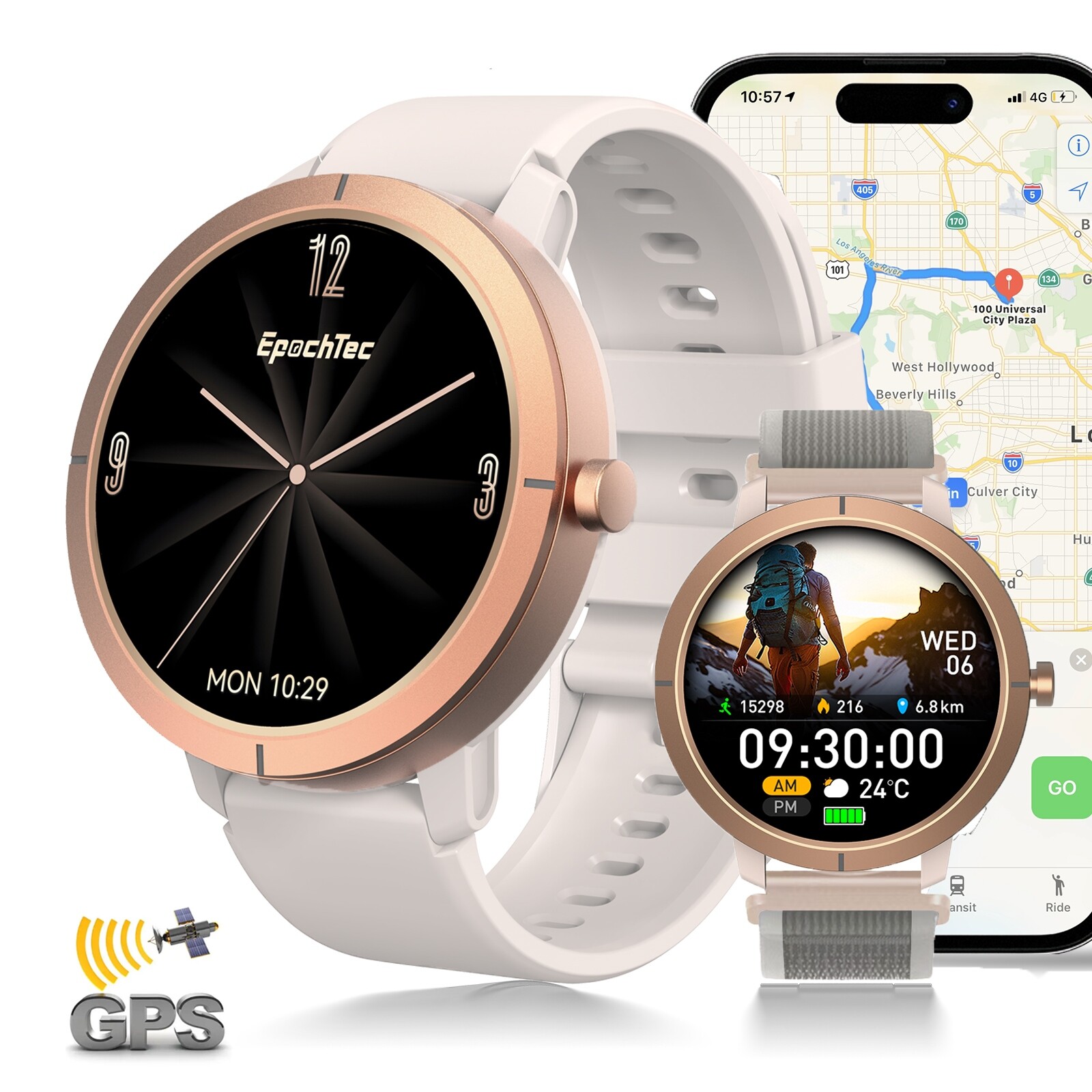 Chytré hodinky Gps pro ženy, vodotěsné, 50 m, 1,32