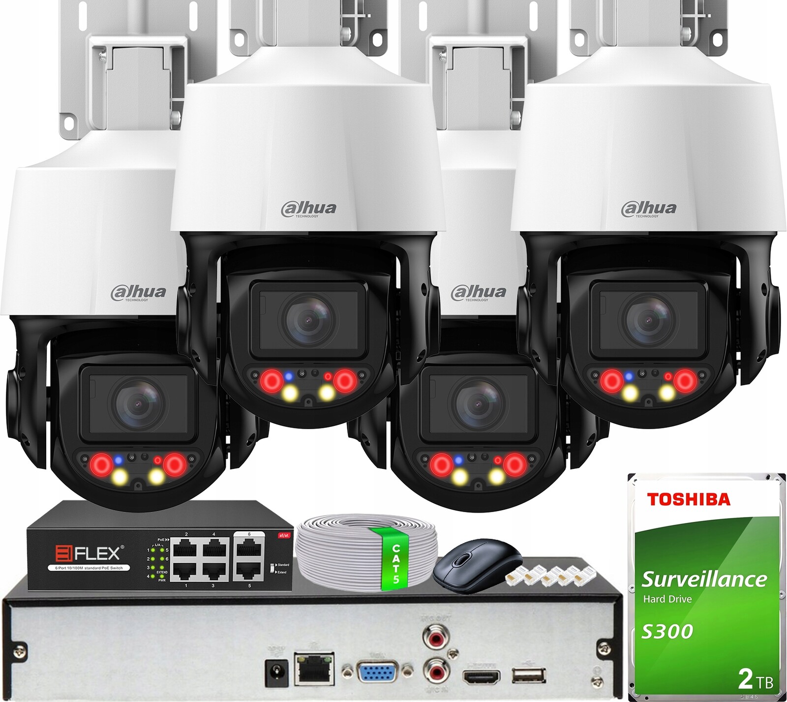 Ip monitorovací sada Dahua 4 kamery 4Mp SD3E410DB-GNY-A-PV1 PoE Full Color