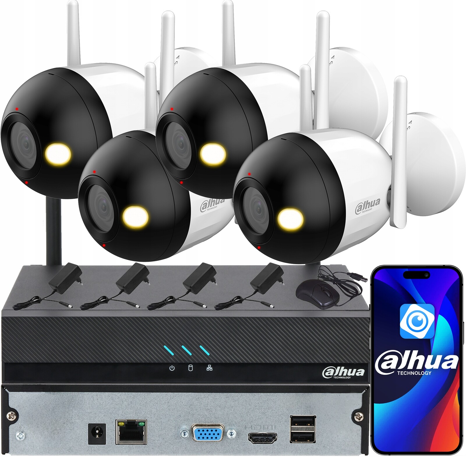 Dahua Monitorovací Pro 4 Kamery 4MPx F4C-PV Chytré Duální Světlo Audio