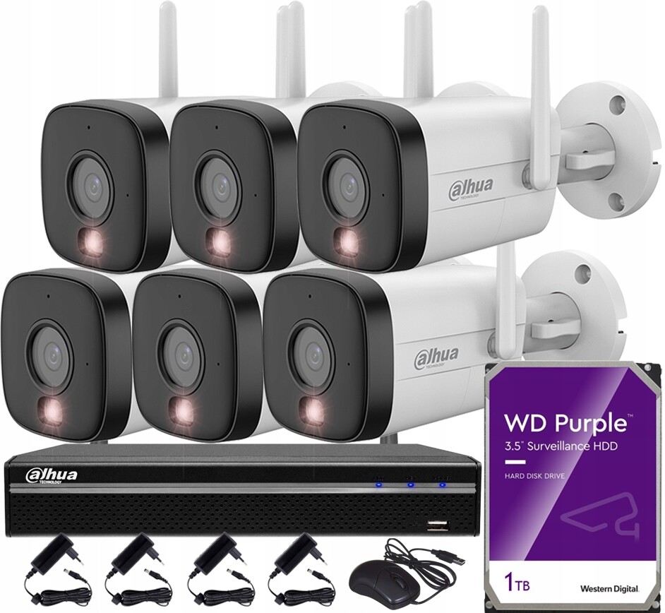5MPx monitorovací sada pro 6 kamer IPC-HFW1539DTK1-SAW-IL WiFi disk 1TB