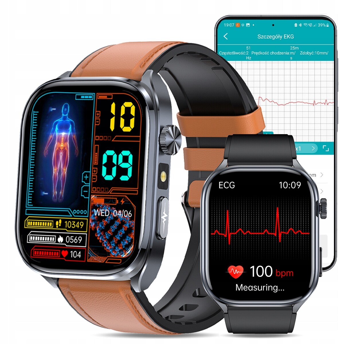 Chytré hodinky Ekg pro seniory, měření glukózy v krvi, mluvení, Bmi, Hrv, Ekg, SpO2