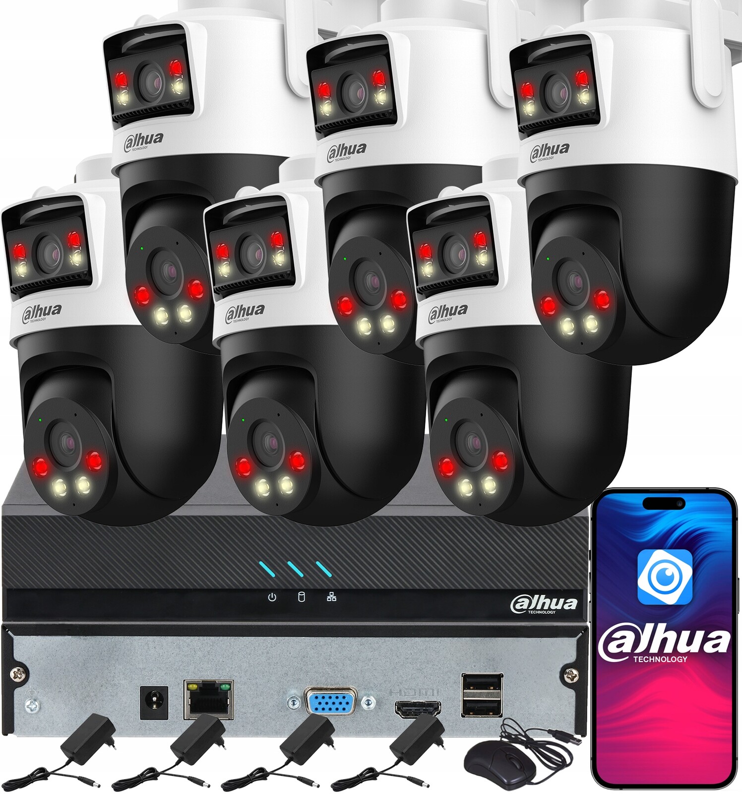 Dahua Monitorovací systém pro 6 WiFi kamer 3MPx+3MPx P3D-3F-PV Chytré duální světlo Audio