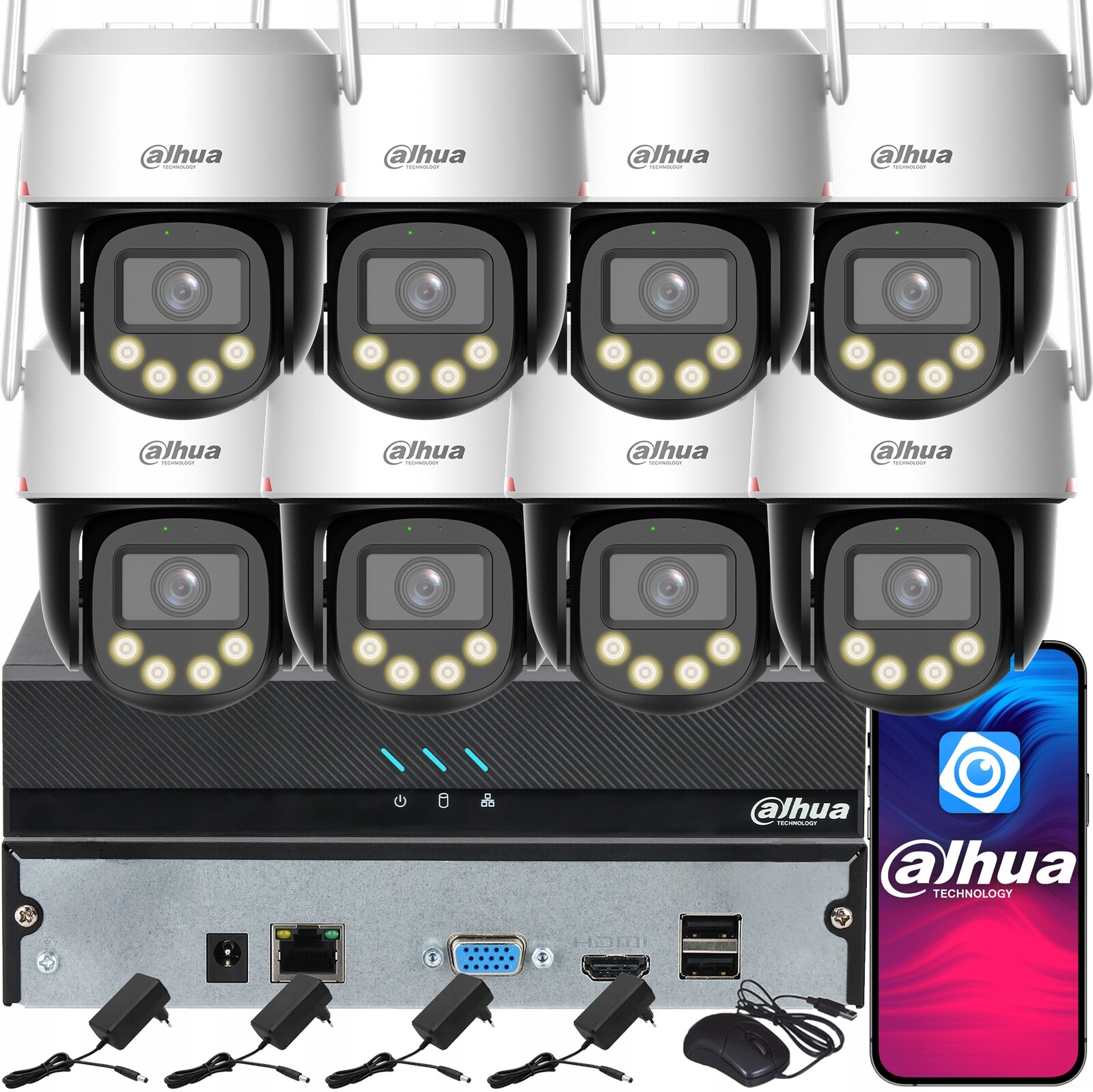 Monitorování Dahua pro 8 kamer 8MPx P8F-PV WizColor 4K Analýza obrazu Ai