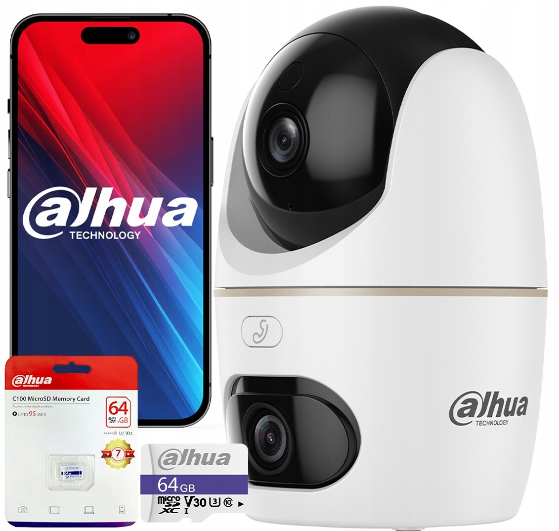 Otočná kamera chůvička WiFi 10MPx (5MP 5MP) Dahua H5D-5F Audio karta 64GB