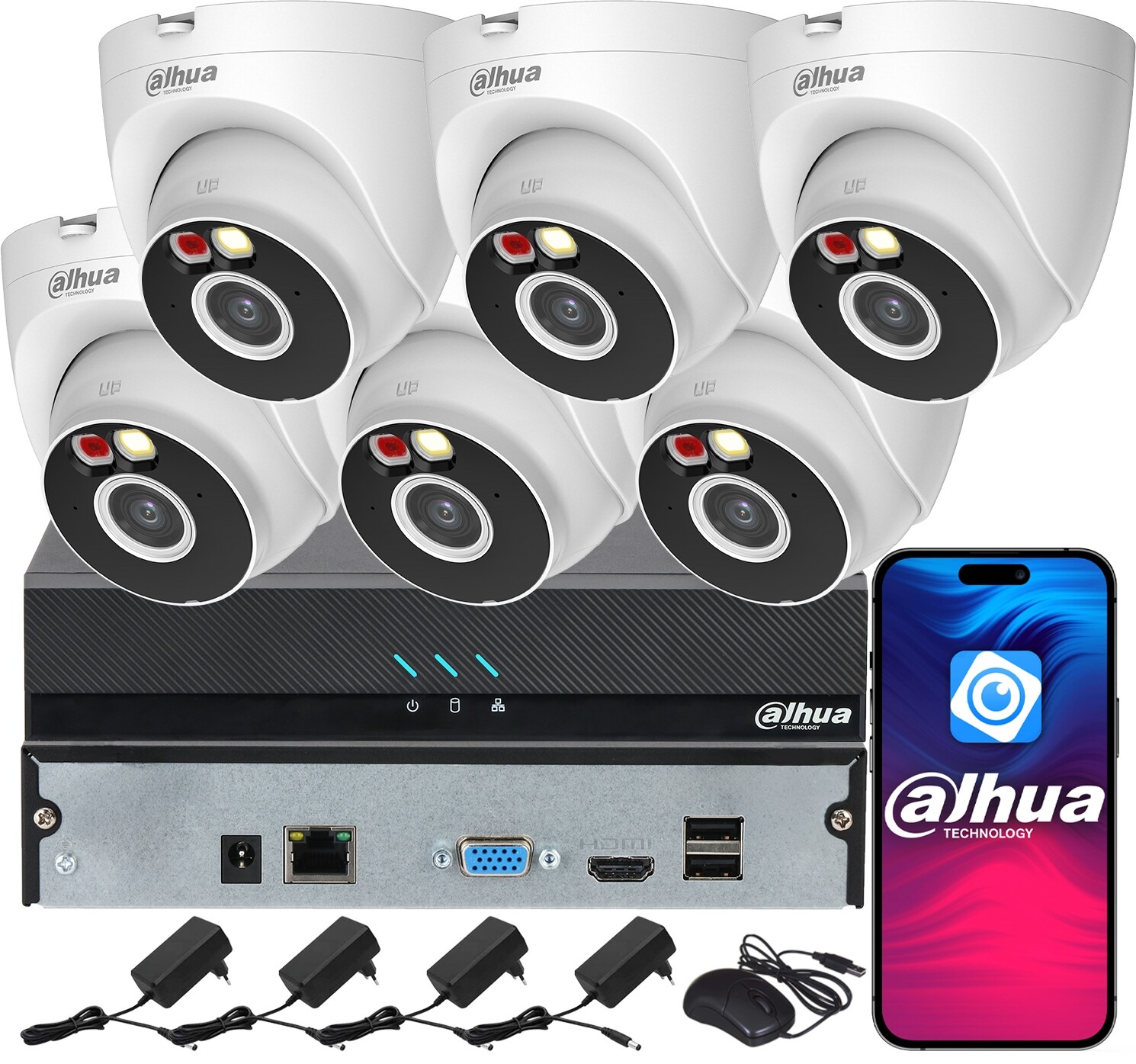 Dahua Monitoring pro 6 WiFi kamer 4MPx 2K T4A-PV Chytré duální světlo Audio