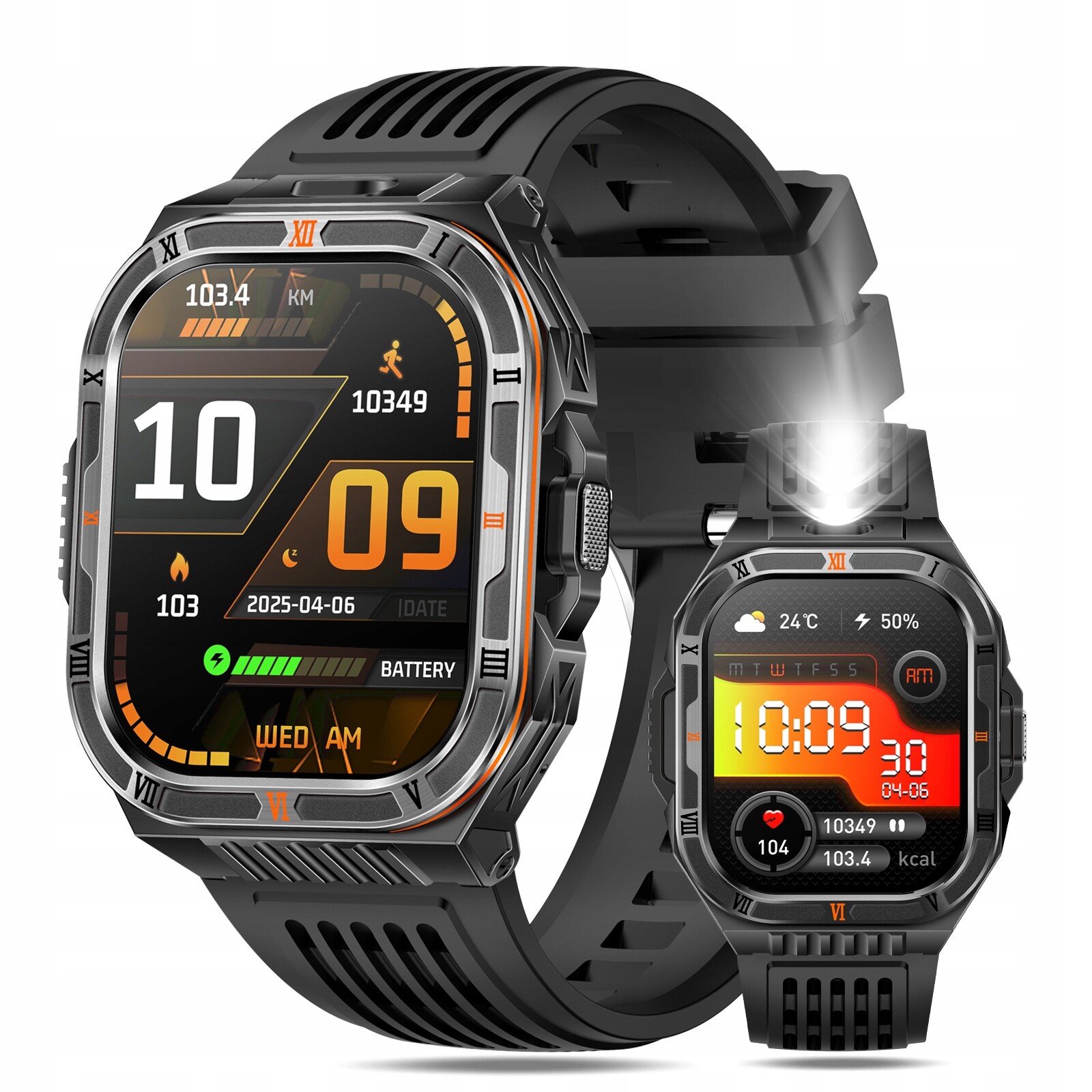 Pánské chytré hodinky, 1100mAh sportovní vojenské hodinky, vodotěsné, polské, s možností volání, menu