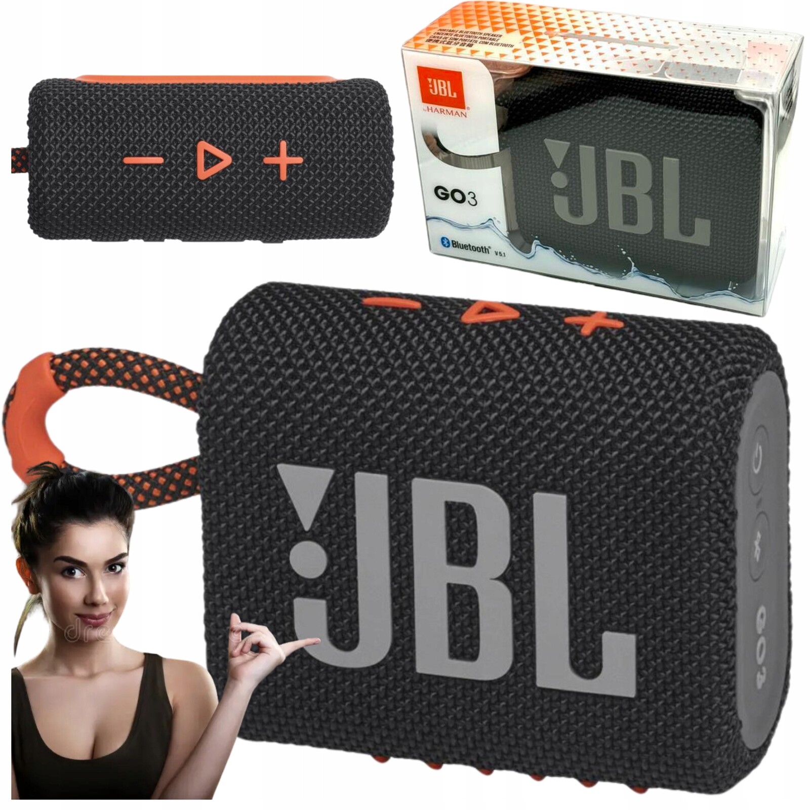 Originální přenosný reproduktor Jbl Go 3 Eco Černo oranžový 4,2 W