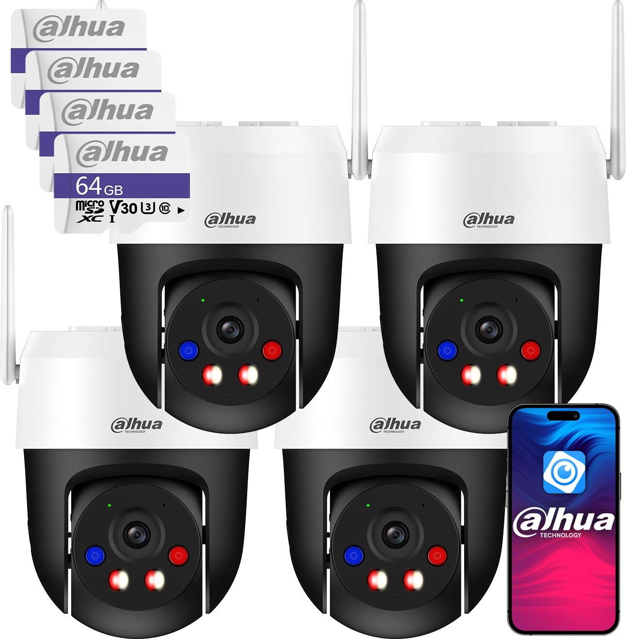 Otočná WiFi kamera 5MPx Venkovní 4ks Dahua P5AS-PV Alarm Ai Diody 64GB