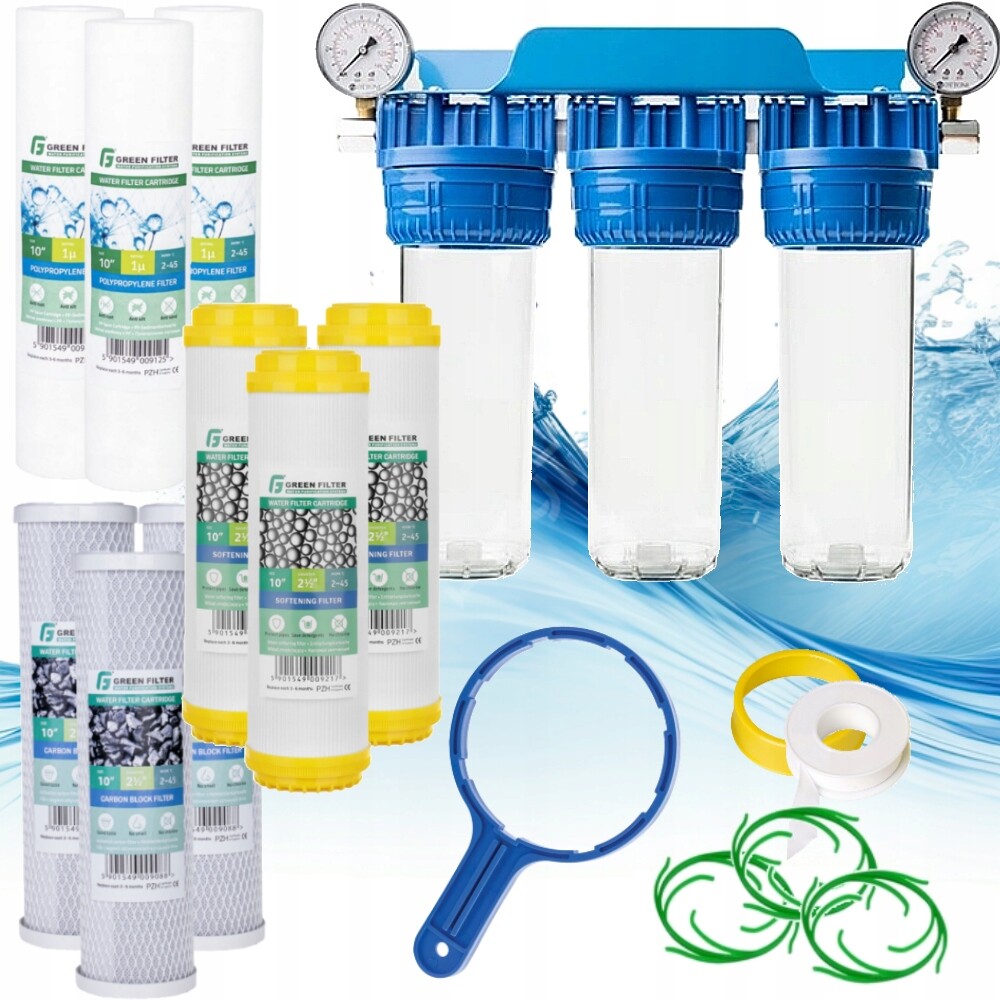 Filtr vody na celý dům 3-stupňový změkčovač těla 3/4