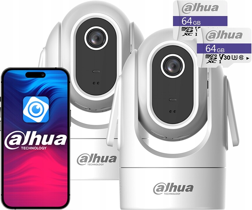 Vnitřní otočná kamera x2 WiFi 4MPx 2K+ Dahua H4C Hero Chůvička WiFi 64GB