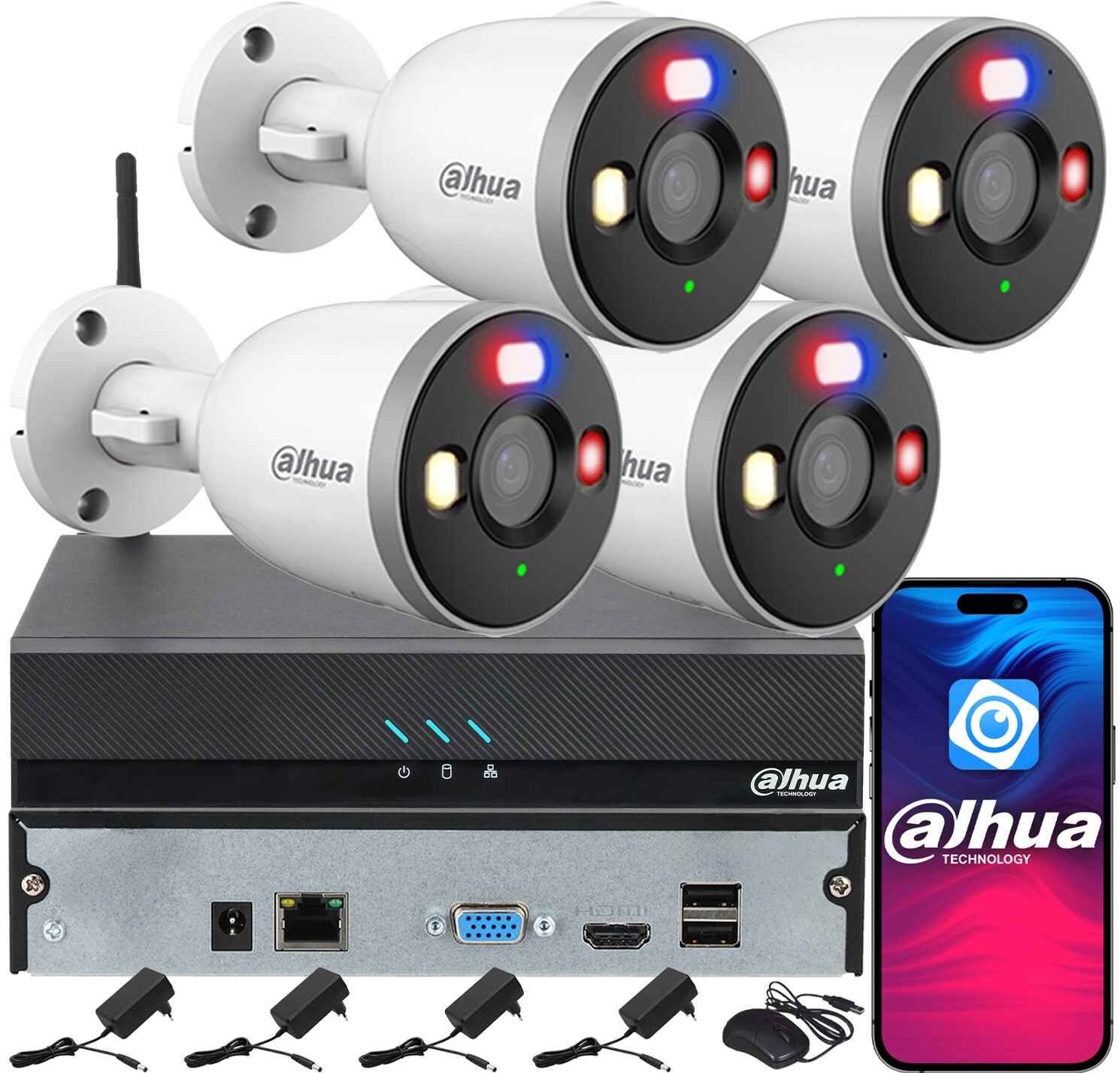 Monitorování Dahua pro 4 kamery 3MPx F3D-PV Detekce Ai Aktivní Led ochrana