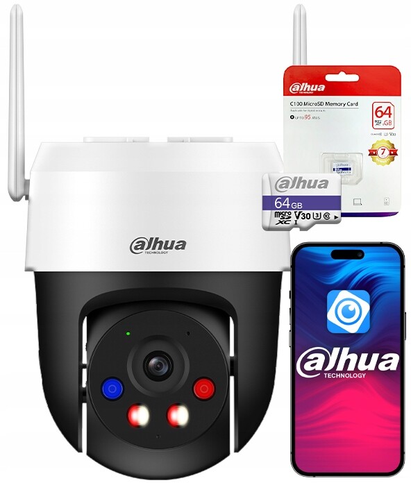 WiFi otočná 5MPx venkovní kamera Dahua P5AS-PV Alarm Led diody 64GB