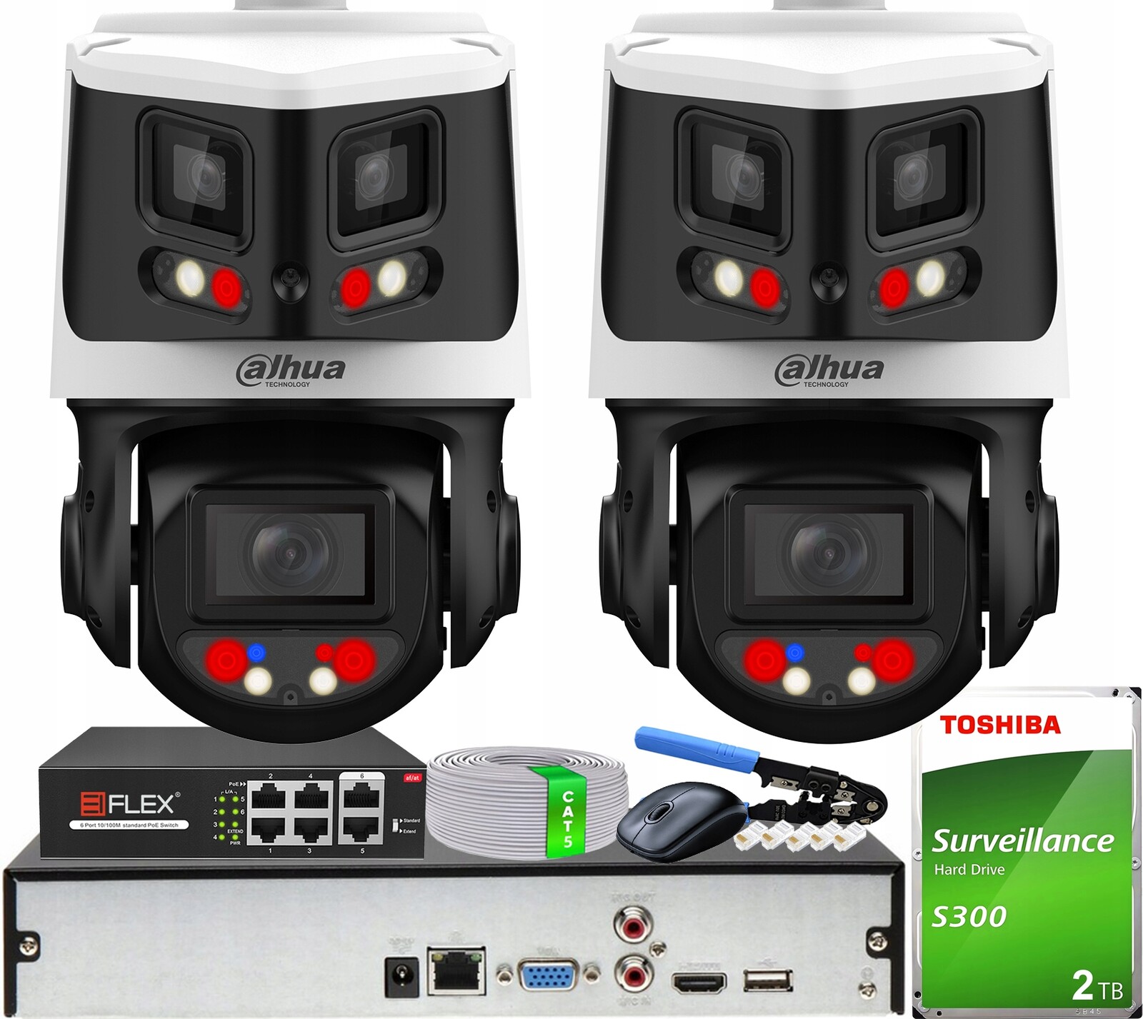 Ip monitorovací sada Dahua 2 kamery 12MP SDT3E410-8P-MB-A-PV1 PoE TiOC 2TB