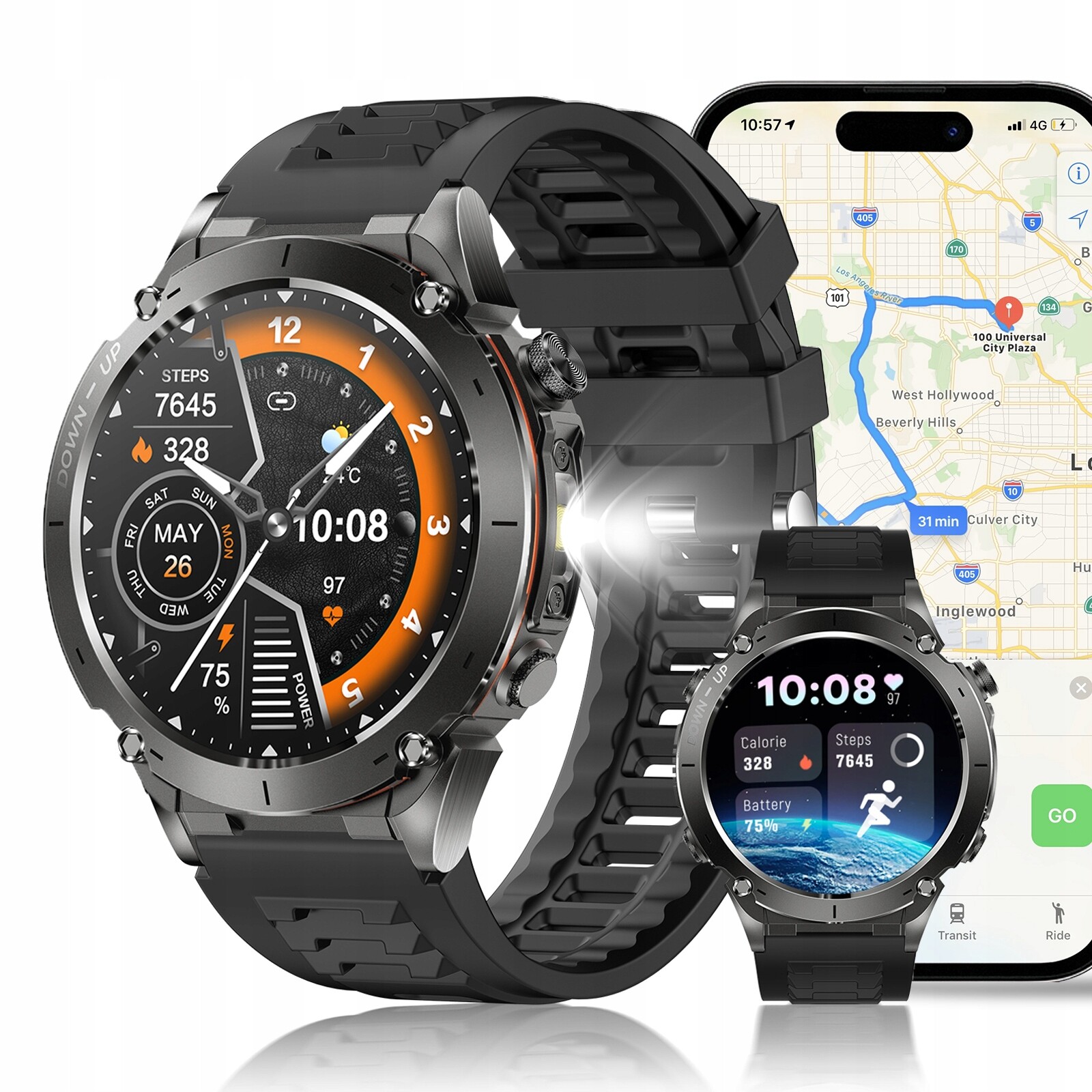 Odolné outdoorové chytré hodinky, pánské sportovní chytré hodinky s Gps, kompasem, 3ATM