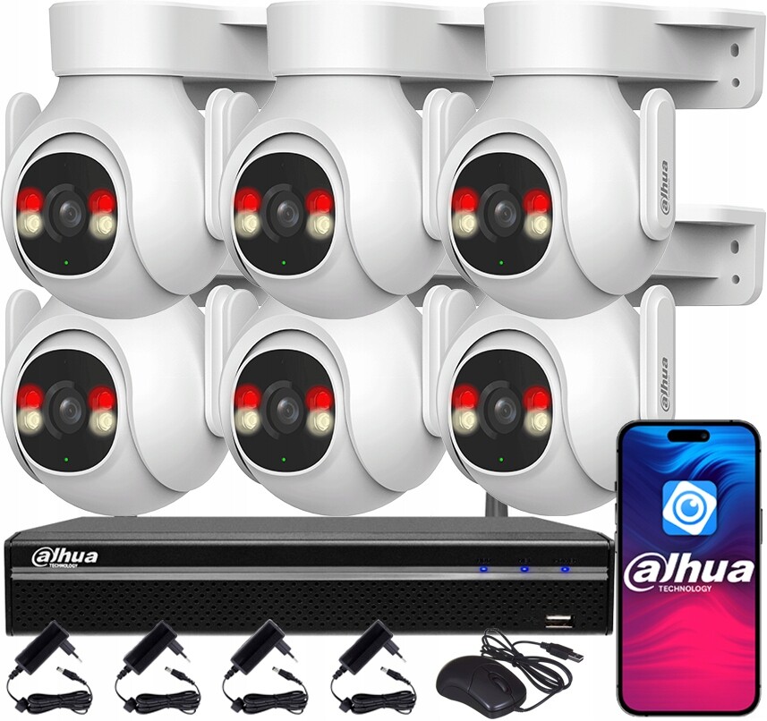 5MPx Wifi monitorování Dahua pro 6 kamer P5B-PV Otočné venkovní duální světlo