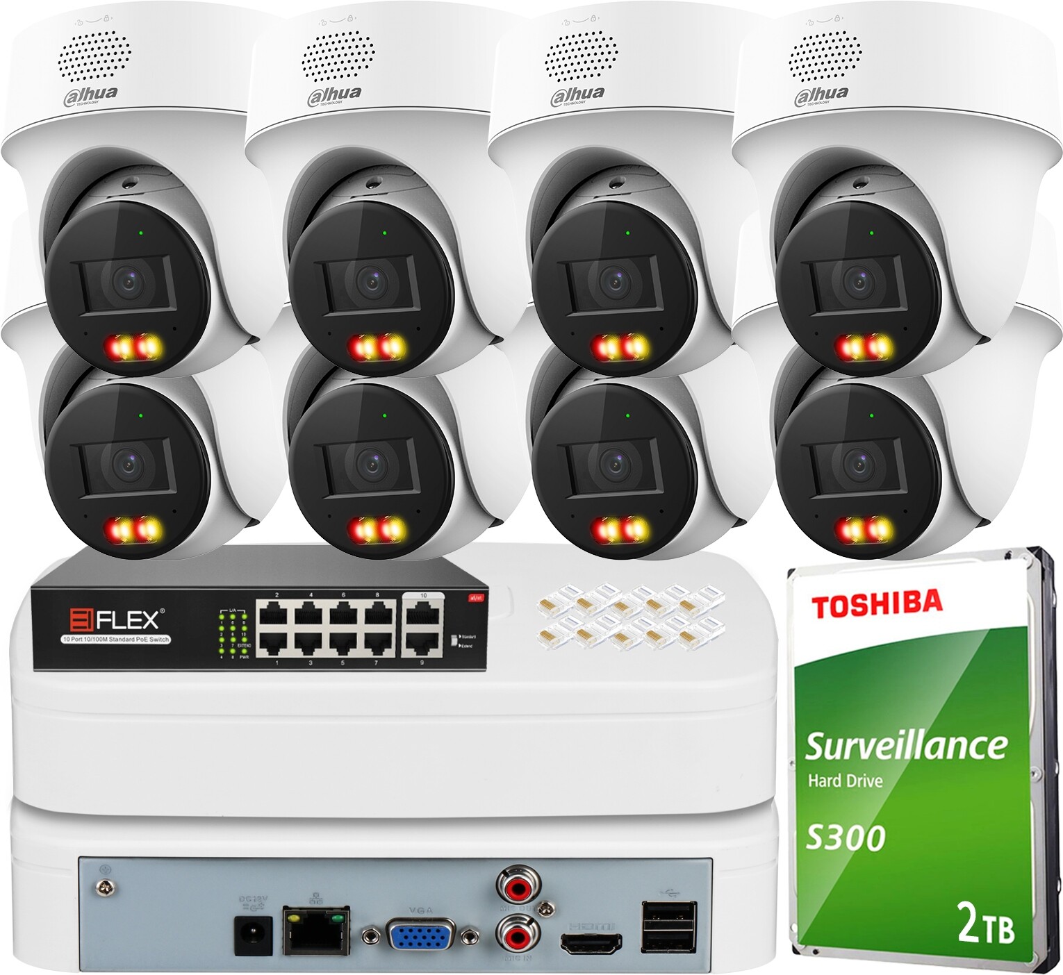 Monitorování na 8 otočných kamer 4MPx Dahua IPC-PT1439H-PV Dual Light Audio