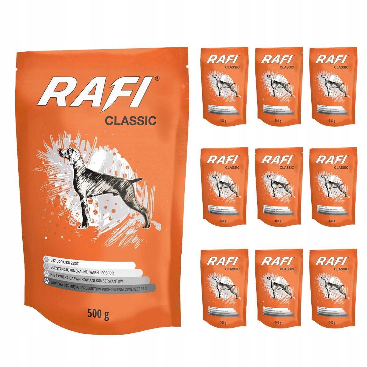 Mokré Krmivo pro psy Rafi Classic bezobilná mix chutí 20x500g