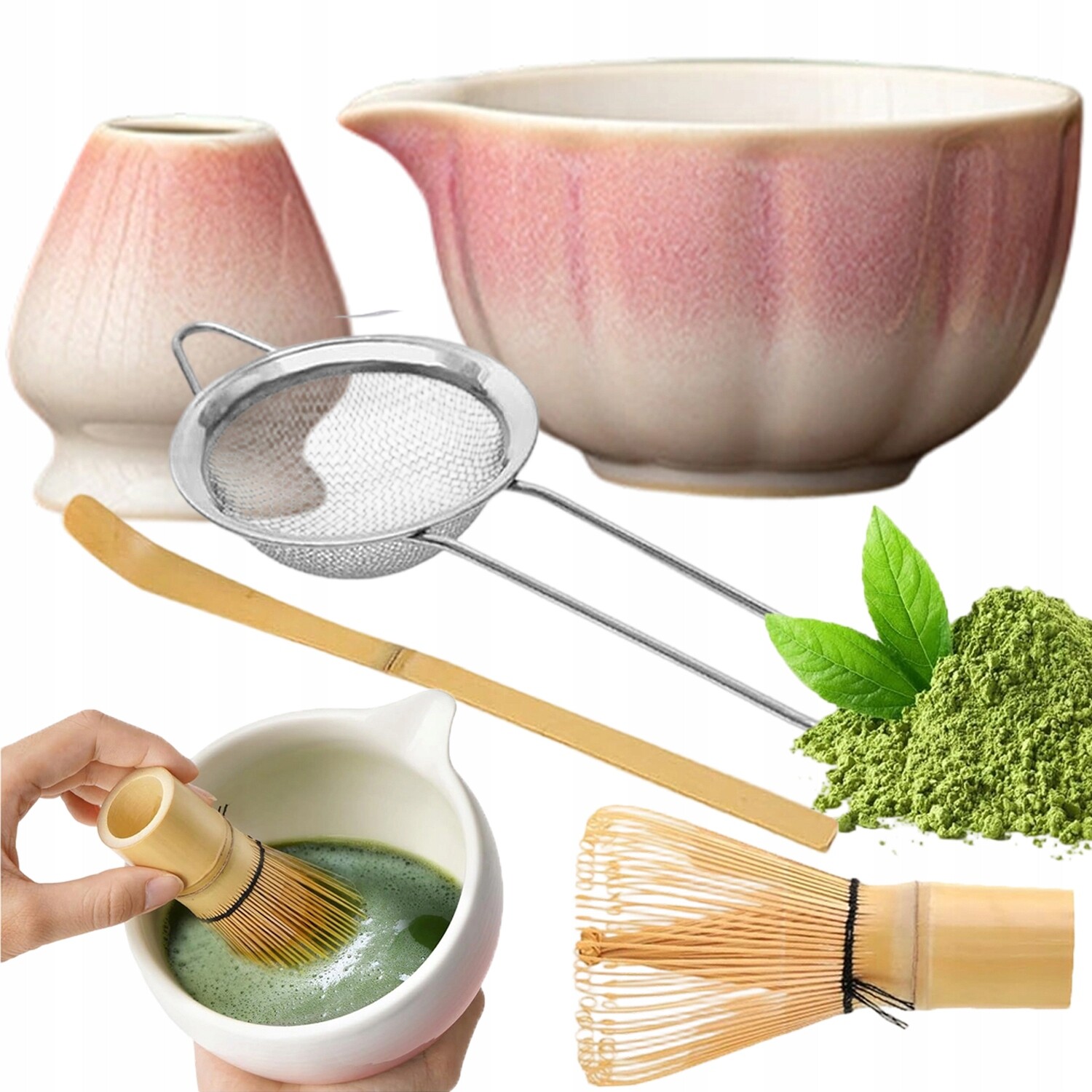 Sada Na Čaj Matcha Bambusový Nástroj Na Matchu S Šlehací Metlou 5KS