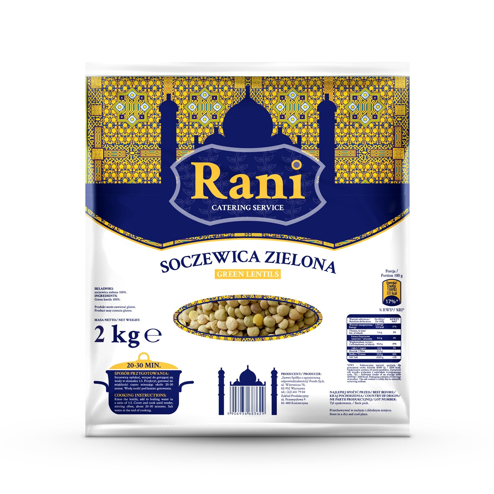 Zelená čočka Rani 2 kg