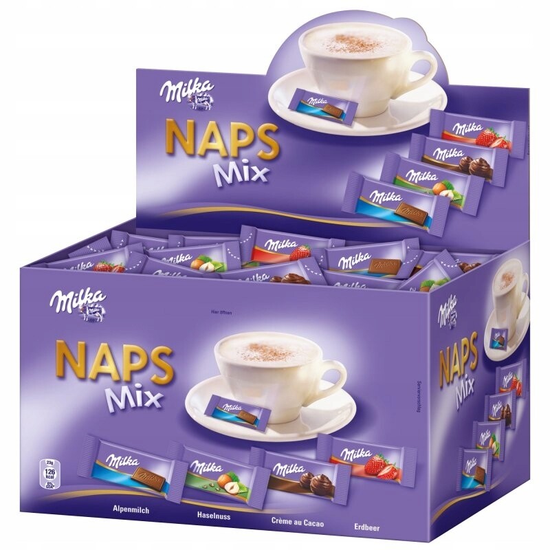 Milka Naps Mix Mini Mléčné alpské čokolády 1702g Německo