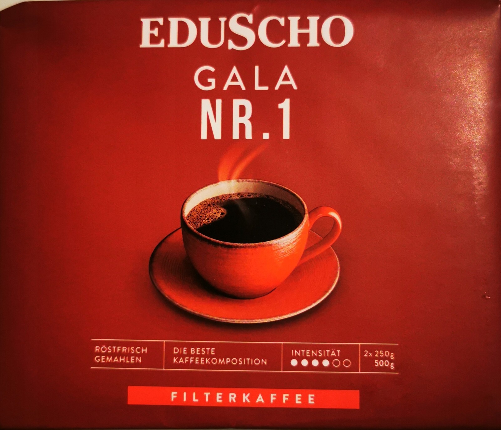 Eduscho Gala Č. 1 mletá 500 g. Rakousko.
