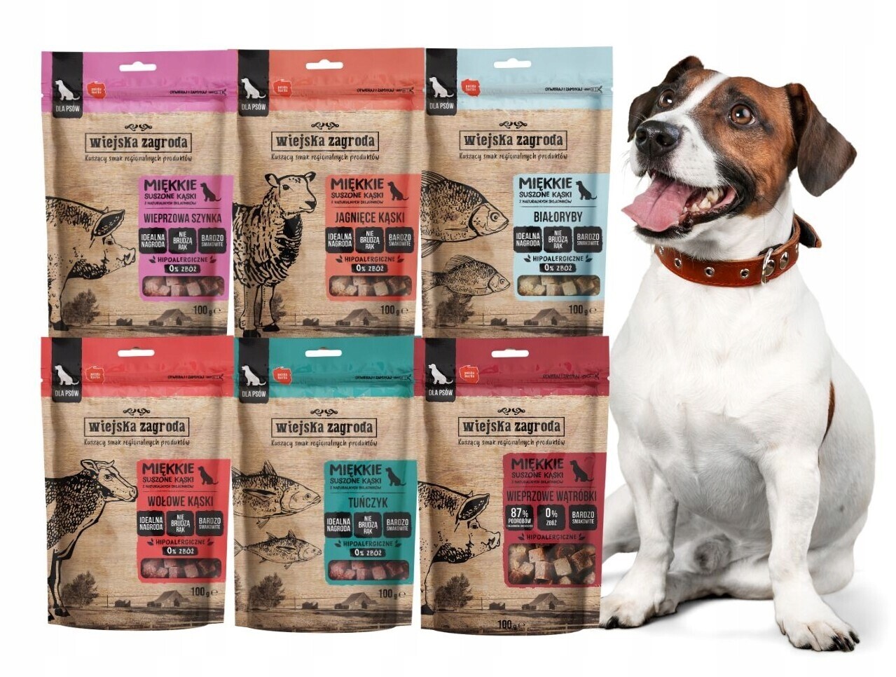 Wiejska Zagroda Psí pamlsky MIX Chutí 6x100g