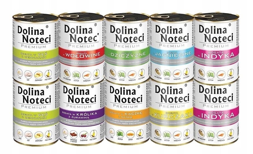 Dolina Noteci Premium Mokré Vlhké krmivo pro psy mix chutí 10x400g Bez Ryb