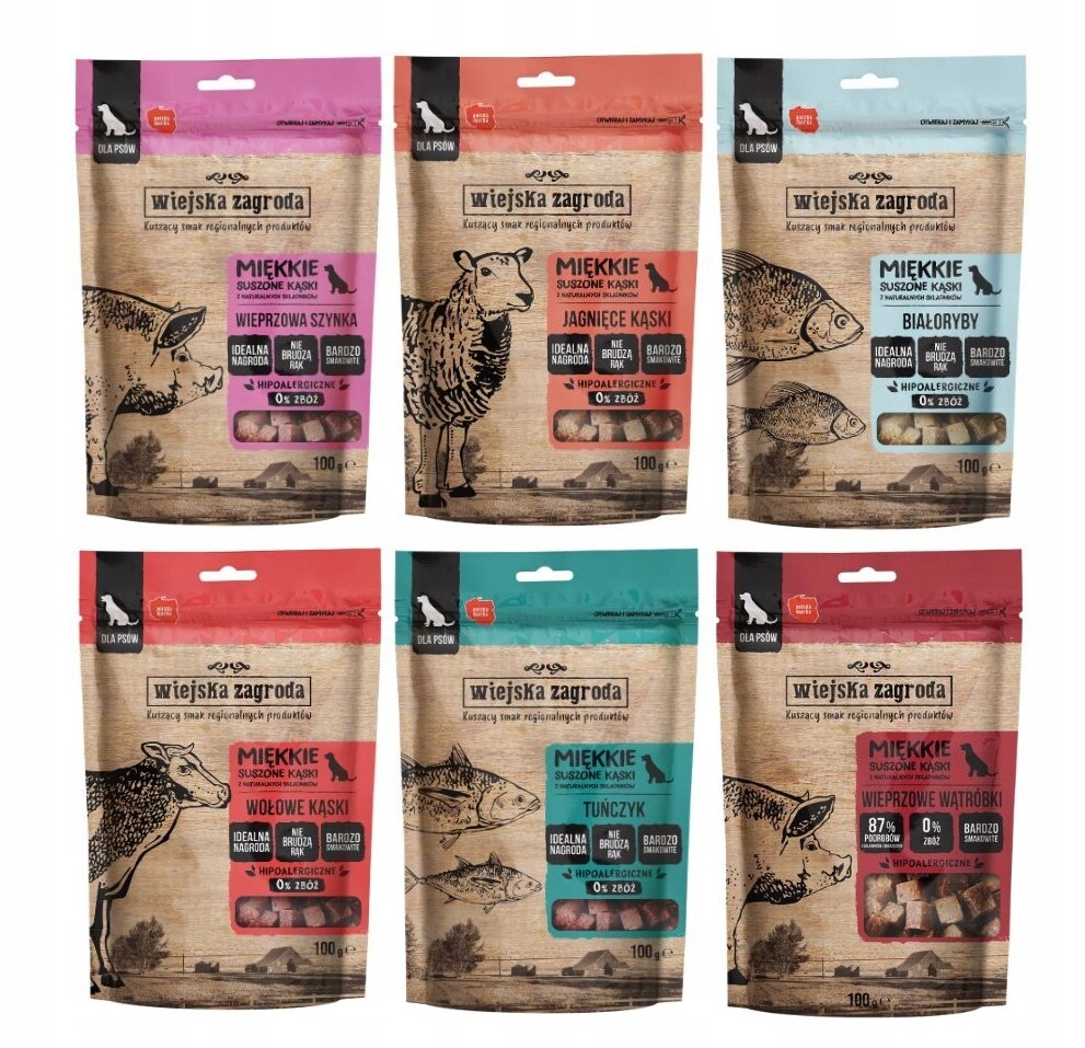 Pamlsky pro psy Wiejska Zagroda MIX Chutí 6x100g Kousky