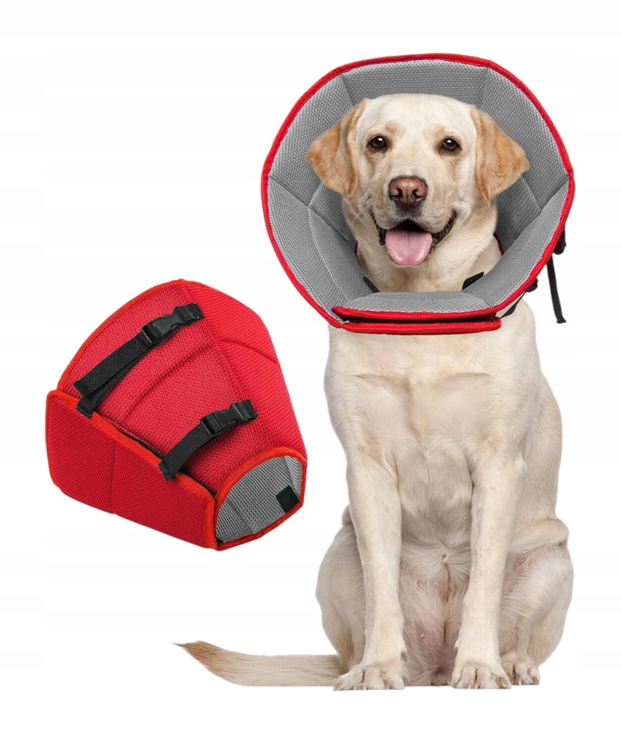 Kuoser pooperační obojek pro psa XL červený, nastavitelný, prodyšný