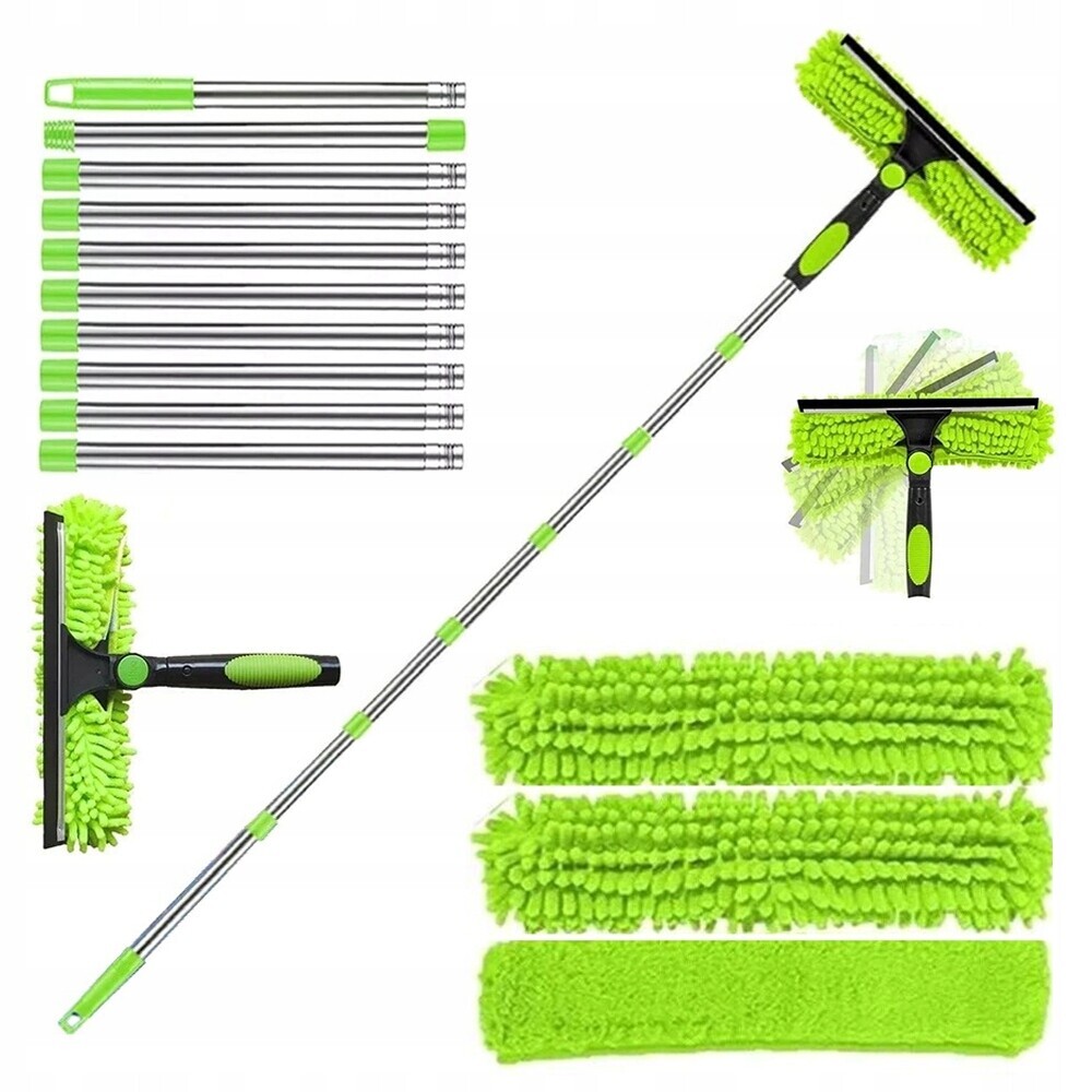 Teleskopická Myčka Na Okna 430 CM, Mop, Stahovák Šmouh Na Sklo, Dlouhá 2V1